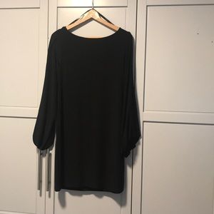 Long sleeve black shift dress